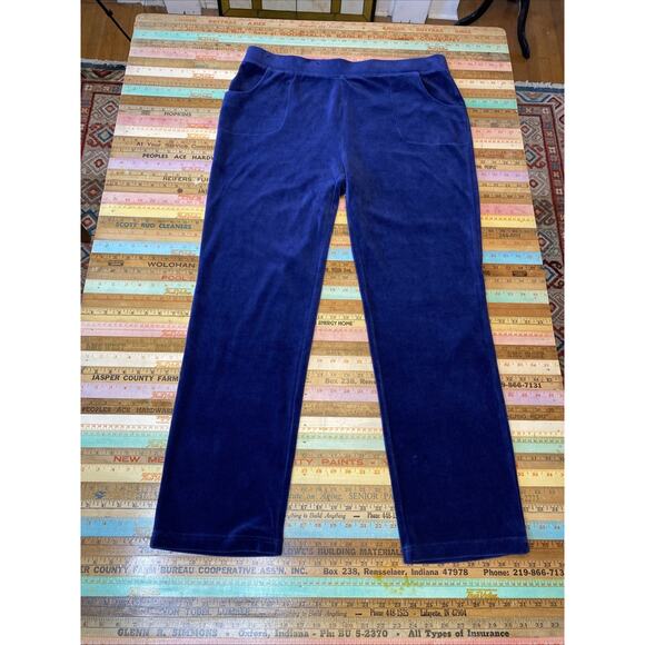ZENERGY by CHICO’S Sz 2 L Blue Velour Soft Wide Leg Pull On Pants $79 NEW - Picture 1 of 13